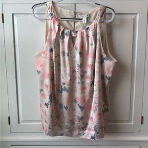 Floral Pink and Gray Women's Top White House Black Market. XL satin